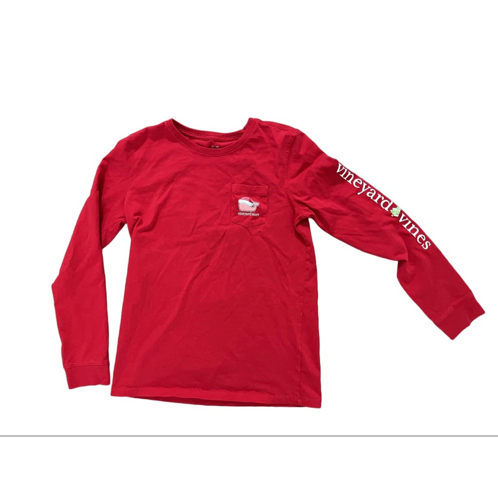 Vineyard Vines Red Christmas Whale Long Sleeve Tee Large